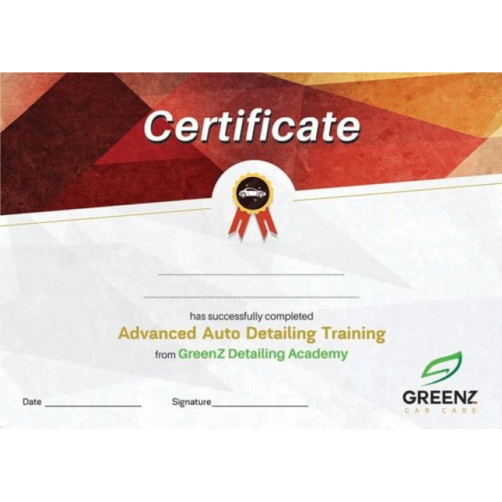 GreenZ Car Care Training Certificate